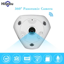 HD 3.0MP WiFi Panoramic Camera 360 Degree e-PTZ Fisheye Network IP CCTV Camera Video Storage Remote IR-CUT Audio-in hiseeu