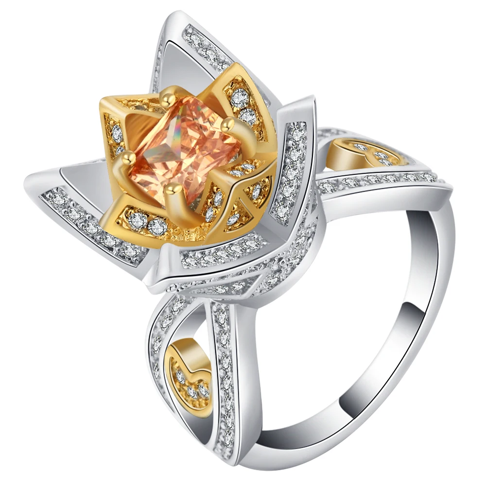 2017 Fashion Flower Party Rings with luxury Champagne AAA Austrian