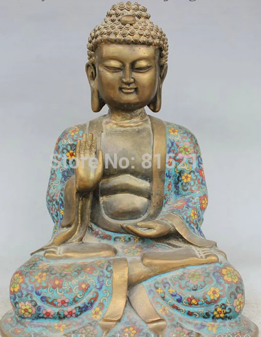 

bi001050 China Tibet Bronze Cloisonne Enamel Amitabha Sakyamuni Shakyamuni Buddha Statue