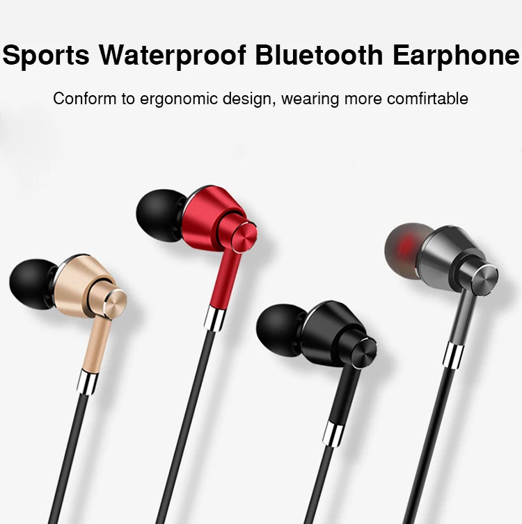 Metal Bass Stereo Sports Bluetooth Headphone SweatProof Earphone Magnetic Earpiece Wireless Headset for iPhone Mobile Phone (1)