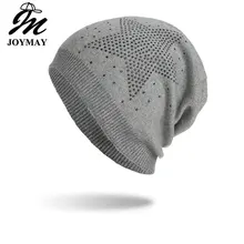 Joymay, женская шапочка, осенняя и зимняя Кепка, хип-хоп кепка, стразы, шапки для женщин, шапочки, Балаклава для женщин, Skullies W257