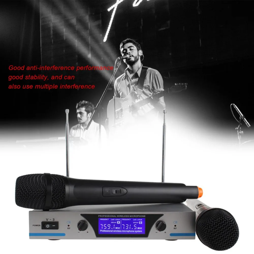 

Professional Wireless Microphone Karaoke Digital LED Display Handheld Microfone with Receiver Transmitter Set for KTV Home