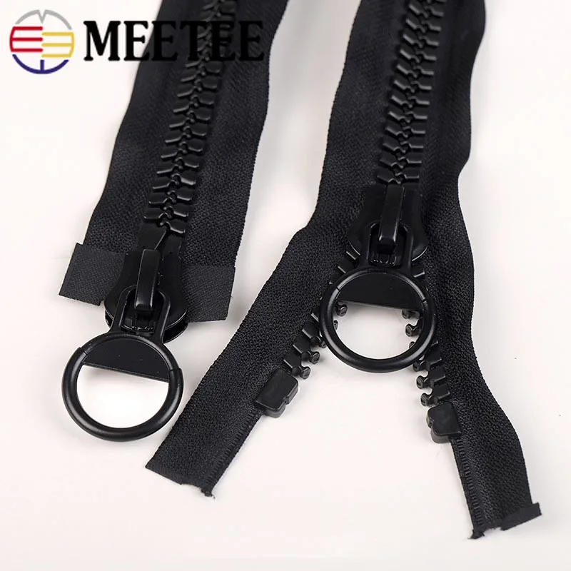 

Meetee 20# Extra Large Resin Zippers Black Double-slider Open-end Zipper for Sewing Down Jacket Coat Sleeping Bag Tent Zips