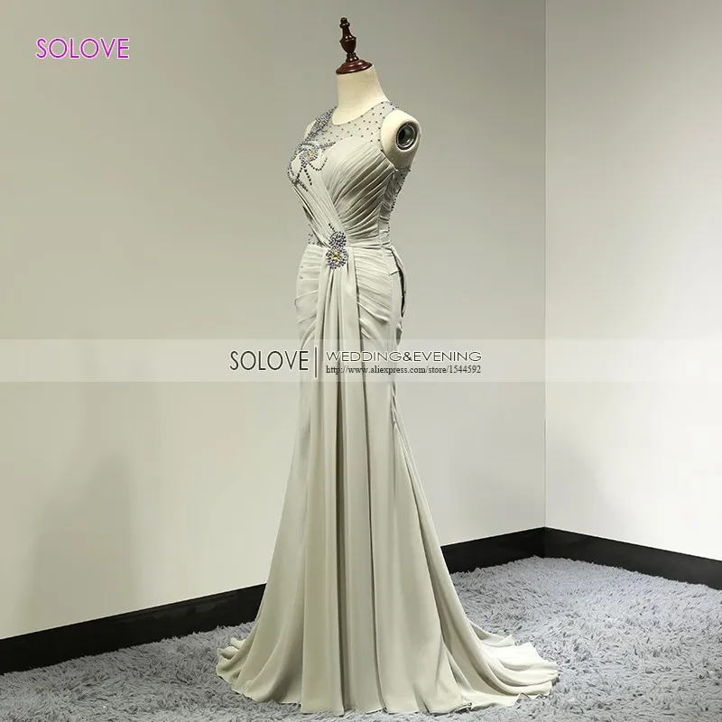 Scoop сексуальное шифоновое пляжное свадебное платье 2017 шифоновое свадебное платье из бисера Русалка свадебное платье Casamento Vestido De Noiva SLD-E99