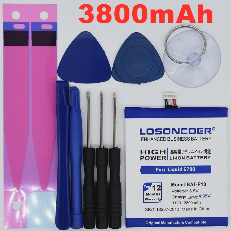 

100% Original LOSONCOER 3800mAh BAT-P10 for Acer Liquid E700 for Triple E39 PGF506173HT Replacement Phone Battery