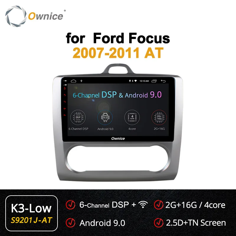 Ownice K1 K2 8 Core Android 8,1 автомобилей 2 Din Радио DVD плеер с gps-навигатором для Ford Focus 2007- аудио мультимедийной системы головное устройство - Цвет: S9201 AT K3-Low