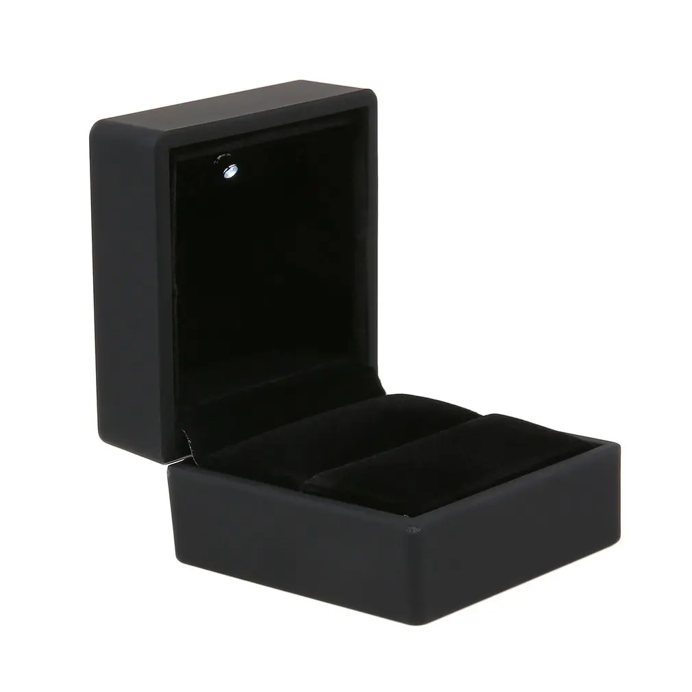 Черный/синий светодиодный светильник серьги кольцо подарочная коробка обручальное кольцо ювелирные изделия Дисплей Упаковка-органайзер для хранения для помолвки