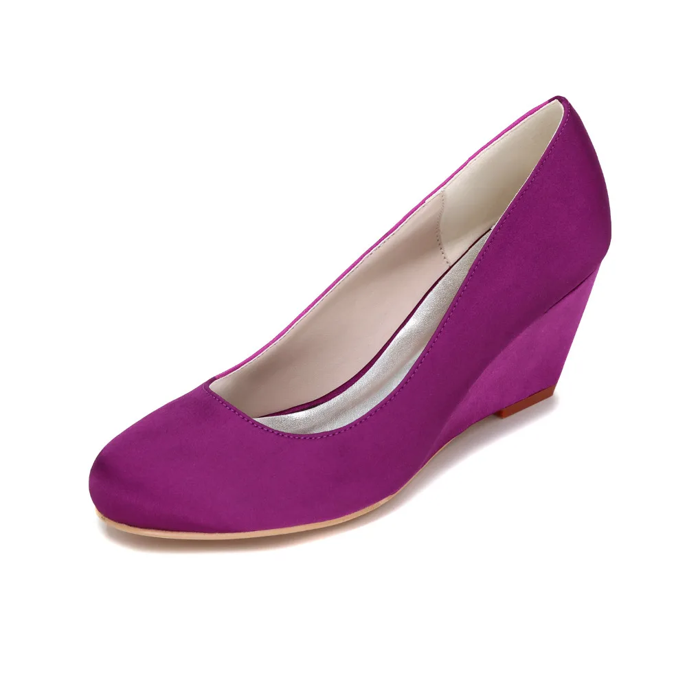 Elegant concise design woman dress shoes middle heel pumps beach wedding party bridal wedges royal blue