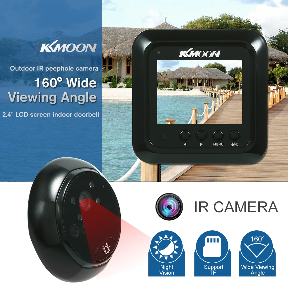 

KKmoon 2.4" LCD Digital Peephole Doorbell Night Vision IR Camera Photo Taking Video Recording TF Card for Home Security