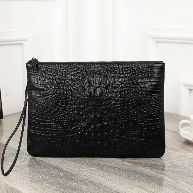 

Crocodile pattern leather men's handbag package square style business handbag selection of the first layer of leather hand grasp