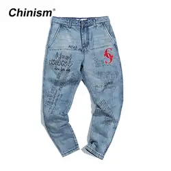 CHINISM стильные картины джинсы граффити Ele Для мужчин ts Для мужчин свободные шаровары Хип-Хоп Уличная джинсы 1913