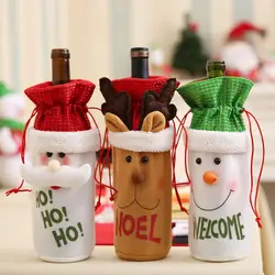 Рождественское красное вино бутылки крышка сумки дома вечерние украшения Санта Клаус вина Дисплей магазин шерсти сумка елочные украшения