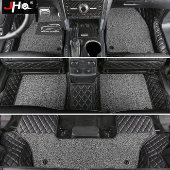 

JHO 7 Seats Car Wire Floor Mats for 2016-2019 Ford Explorer 2018 2017 Double Layer Leather Carpets Accessories