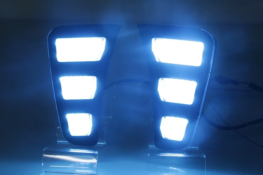 Osmrk led drl дневные ходовые огни для kia pegas с движущимися желтыми поворотниками и синий Ночной свет для бега
