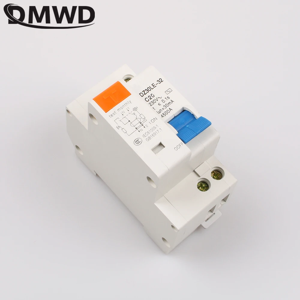 CE DZ47LE 1P+N 50A C type 230V~ 50HZ//60HZ Residual current Circuit breaker RCBO