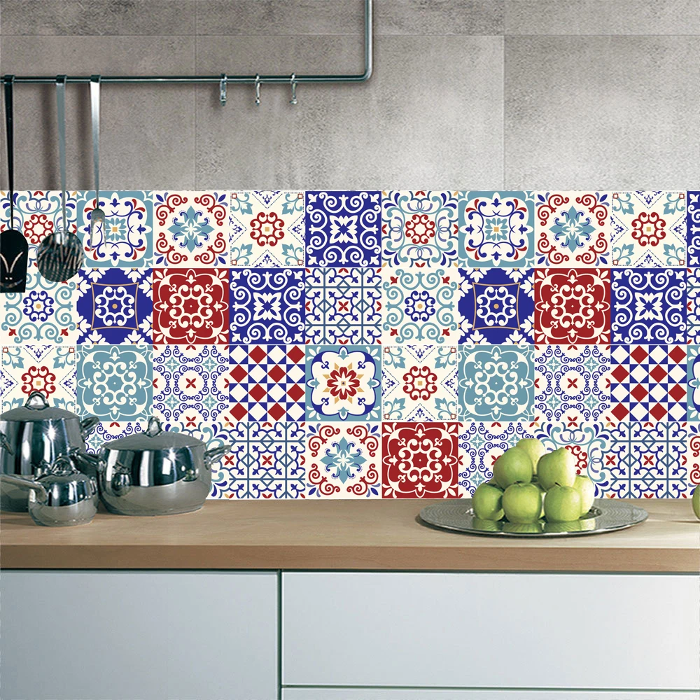 

3D Turkish Retro Style Creative Pattern Wall Stickers Bathroom Bedroom Waist Line Home Decor Self-sticking Easy to Apply Poster