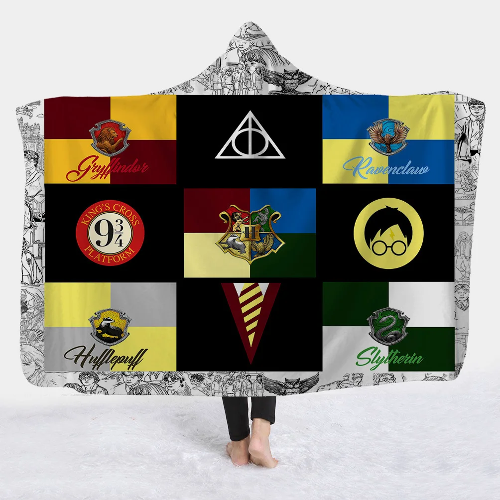 

3D Printed Cartoon Magic Super Soft Cozy Throw Blanket In Cap Warm Blanket for Couch Throw Travel Hooded Blanket Anime Blanket