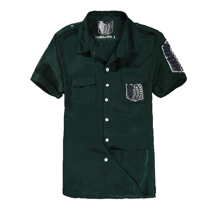 

Attack on Titan Eren Levi Mikasa Scouting Legion Logo Printed Shirt Cosplay Costume Summer Daily Casual Short Sleeve Shirts