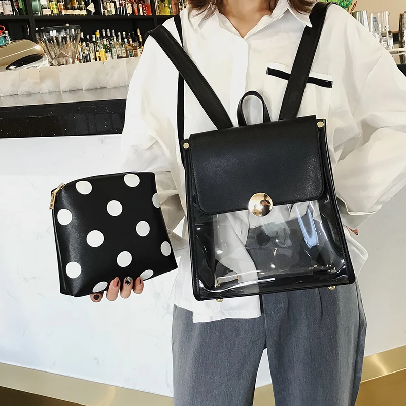 

2019 spring and summer new transparent backpack female wild small bag casual fashion travel lady child small backpack