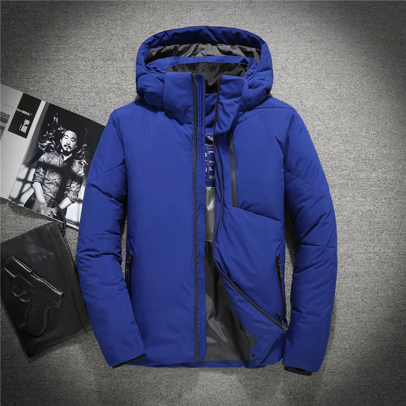White Duck Down Jacket Men Winter Thick Warm Hooded Outdoor Fashion