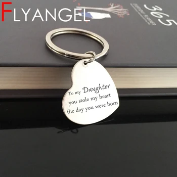 

New Design Heart Keyring Engraved To My Daughter You Stole My Heart The Day You Were Born Bag Charm Daughter Key Chain Gift