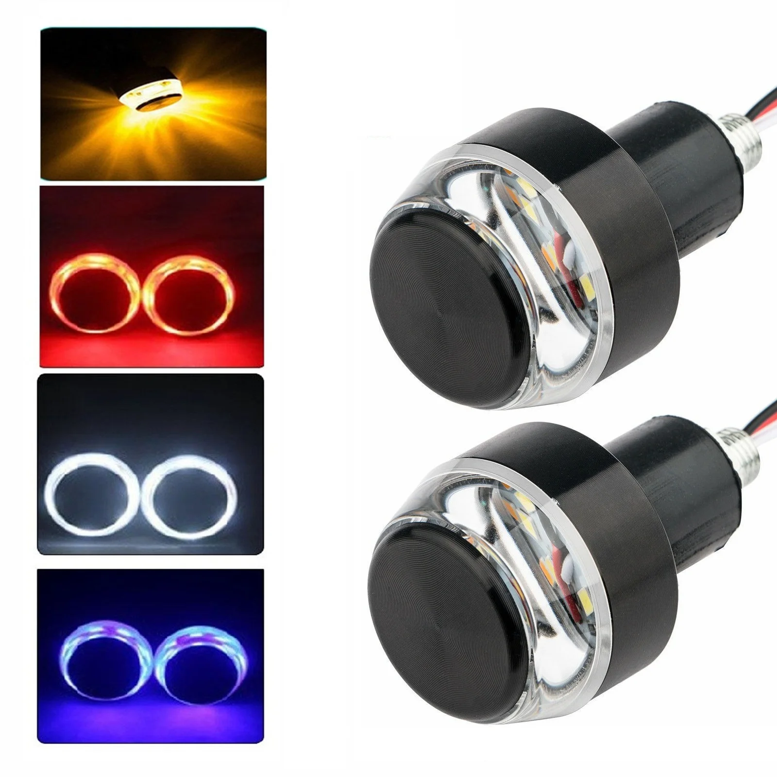 

2Pc Universal LED Motorcycle Handlebar End Turn Signal Light Indicator Flasher 22mm Handle Bar End Plug Blinker Side Marker Lamp