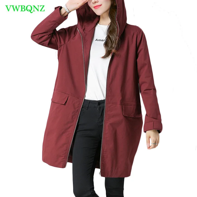 Female windbreaker 2018 Korea Spring autumn Loose Long