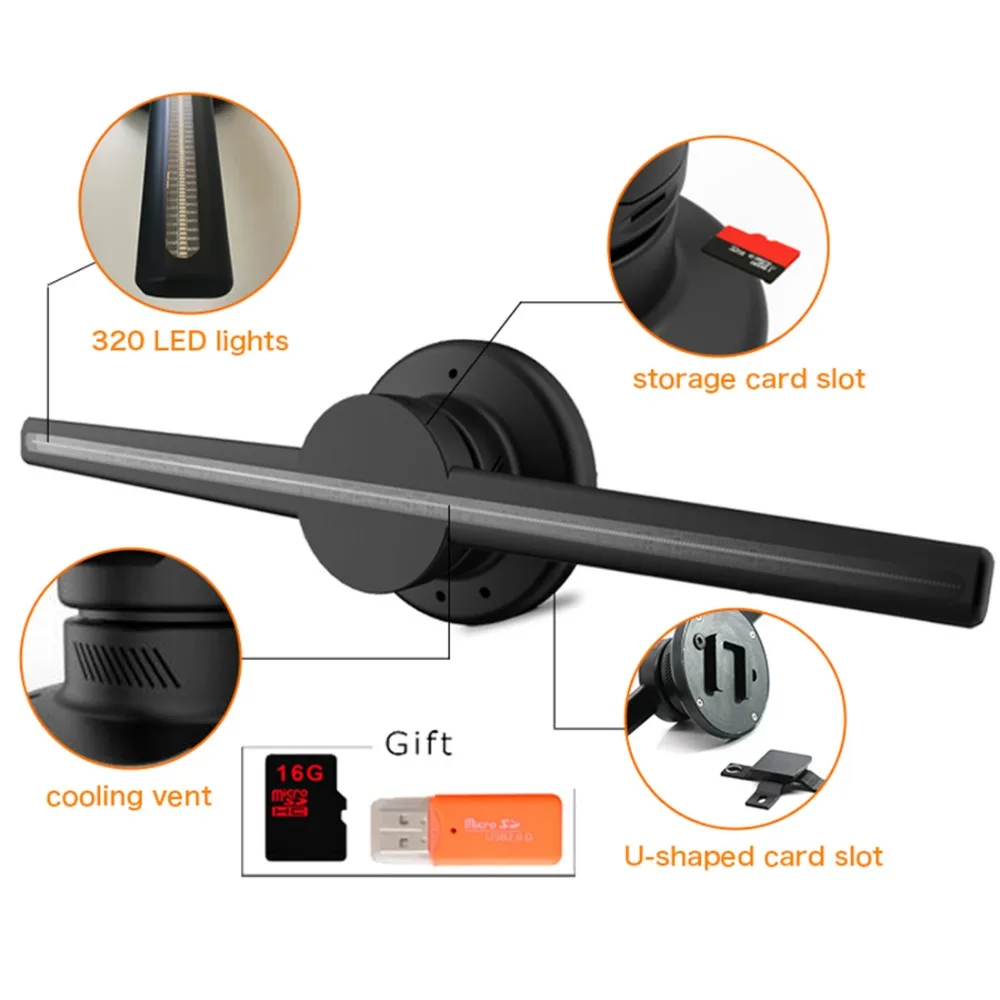 Голографический проектор GLITE обновленный 42 см/16 54 дюйма Wi Fi 3D голографический