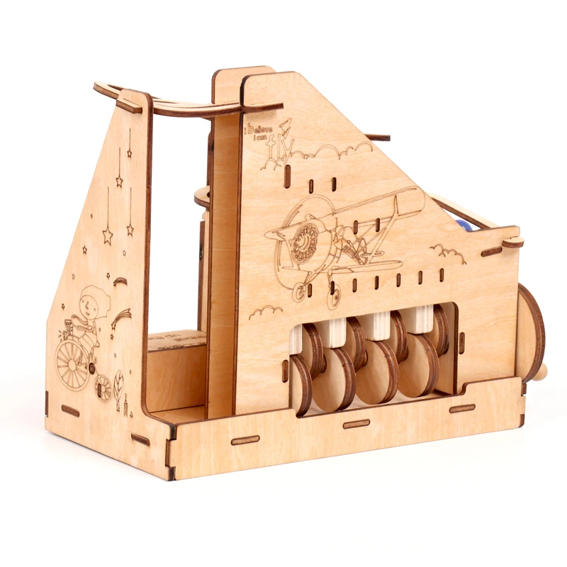 Koop Oekraïne 3D Puzzel Kinderen Houten Mechanische Transmissie Model Volwassen Gemonteerd Speelgoed Marmer Glijbaan Verjaardag Mannelijke Kinderen Speelgoed