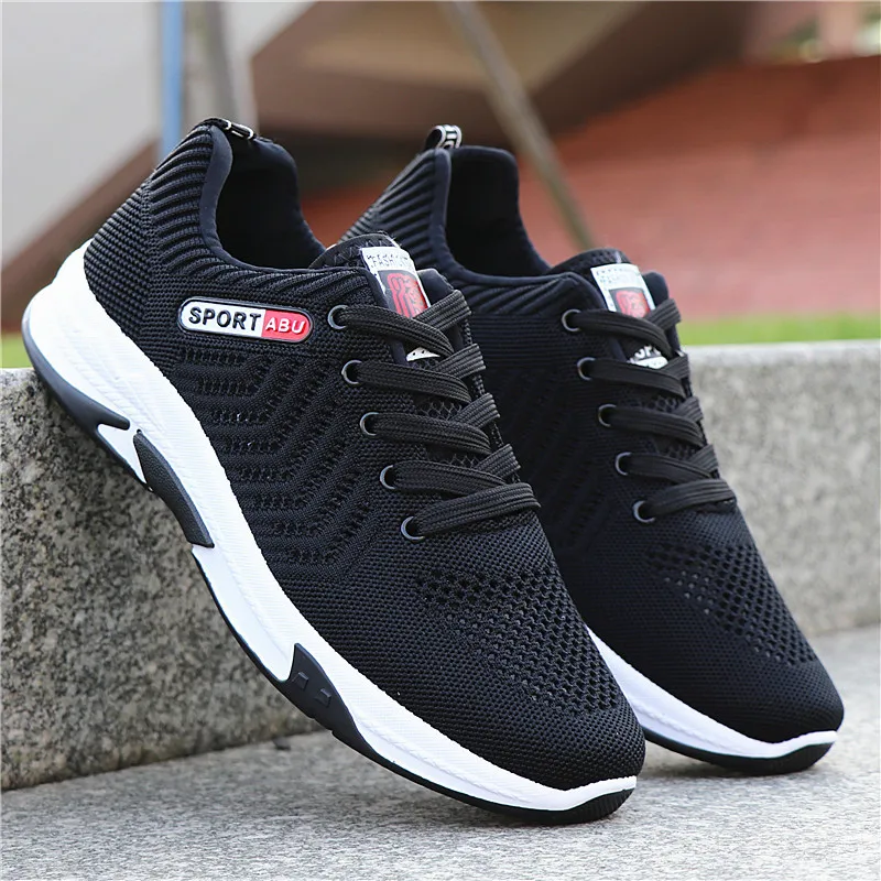 

Spring and Autumn Men's Flying Weaving Mesh Running Shoes Men Lace Up Sports Casual Shoes Men's Vulcanized Shoes sneakers men