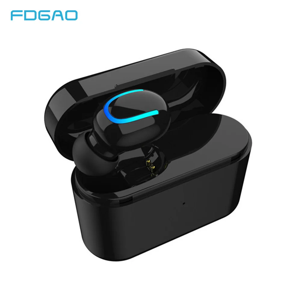 

FDGAO Single Bluetooth 5.0 Wireless Earphone With Charging Box In Ear Earbud Built in Mic Universal For iPhone Huawei Xiaomi