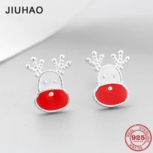 Стерлингового серебра 925 Красный Эмаль милый Рождественский олень форма DIY модный тренд тонкие женские серьги Роскошные ювелирные изделия