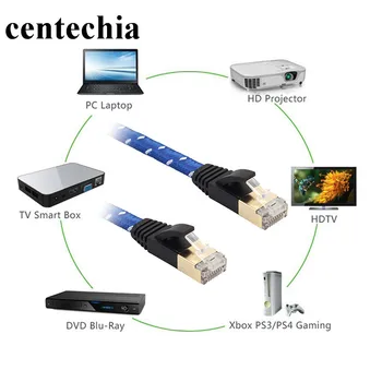 

Centechia 1/3/5/8/10/15/20M CAT7 Gold Plated RJ45 Male to Male Twisted Pair Patch Shielded Lan Network Cable Flat Ethernet Cord