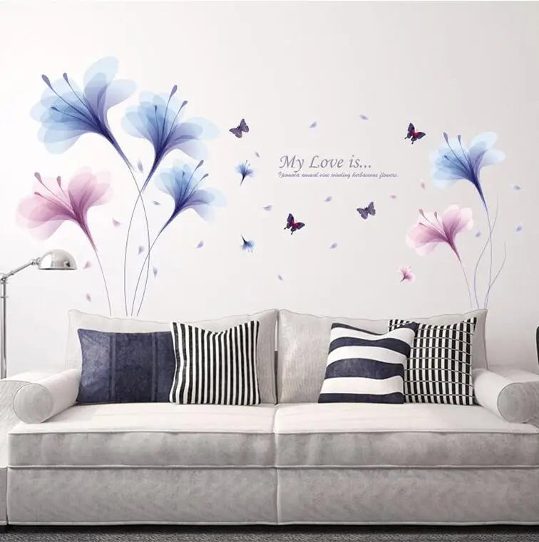 Purple Dream Flower Wall Stickers Living room sofa TV wall decoration
