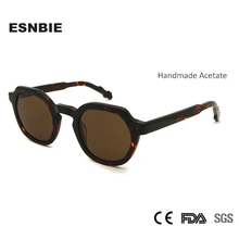 ESNBIE العلامة التجارية مصمم خلات خمر النظارات الشمسية الرجال نظارات دائرية المرأة الإمالة Lentes دي سول موهير واضح ظلال رجل UV400