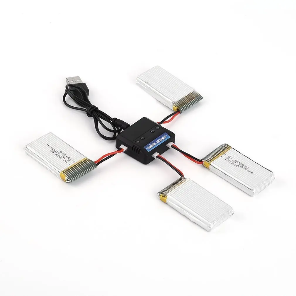 4pcs 3.7V 1200mAh Battery with 4 in 1 Charger Remote Control Drone