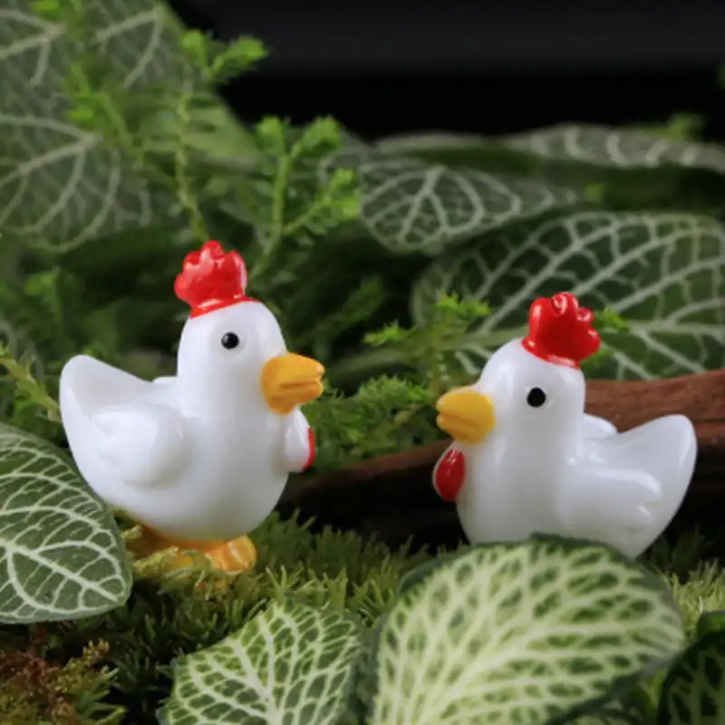 ZOCDOU 4 Peças Galo Hen Chook Galinha Arábia Saudita Modelo Pequena Estátua Estatueta Artesanato Ornamento Figura Miniaturas Casa DIY Decoração