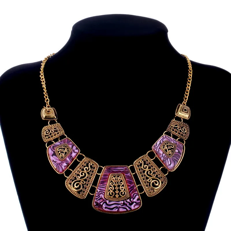 Модные Этнические винтажные античные серебряные золотые цветные очаровательные геометрические кулоны, колье, массивные ожерелья, бижутерия - Окраска металла: XL1081A