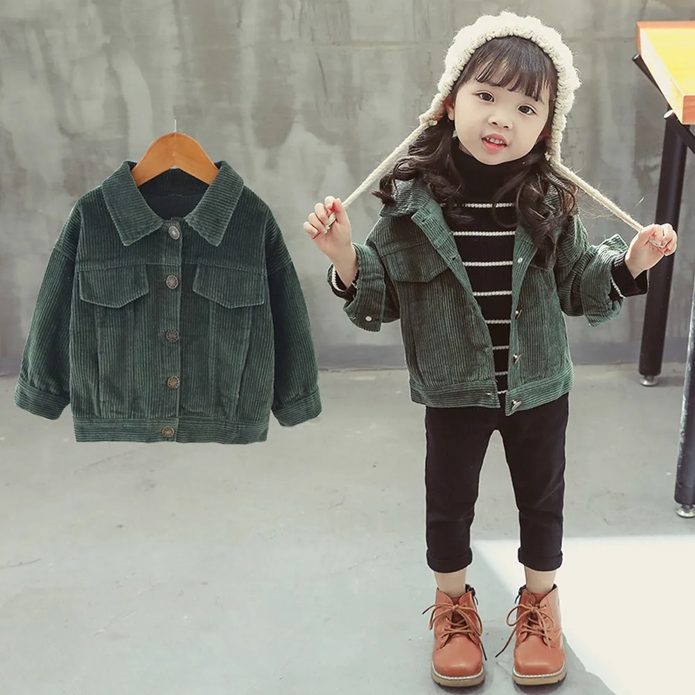 

Toddler Baby Kids Girls Long Sleeve Solid Pockets Ruched Jacket Coat