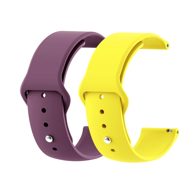 18 мм 20 мм 22 мм 2 шт силиконовый ремешок для часов gear S2 ремешок для samsung gear S3 Classic Frontier Galaxy Watch Amazfit Bip браслет - Цвет ремешка: Purple Yellow