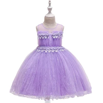 

Modern Little Kids Dresses for Party Dresses 2019 Ball Gown Pageant Dress Purple Flower Girl Dresses for Weddings