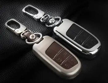 

Car Zinc Alloy+Leather Key Cover Shell Holder For Jeep Grand Cherokee Compass Longitude Patriot Renegade Fiat For Dodge Journey