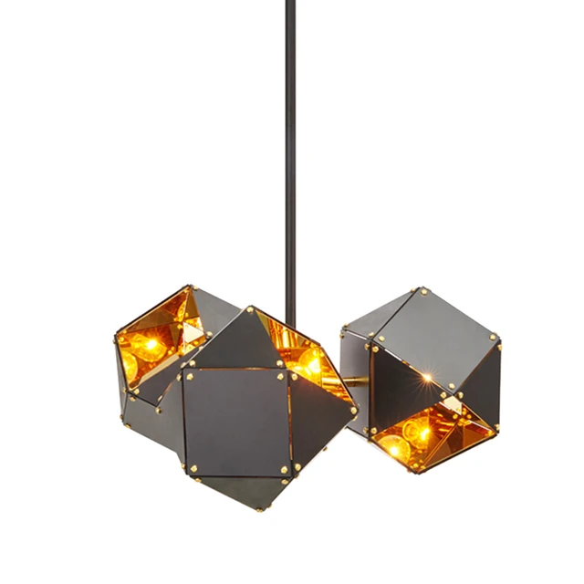 Black Gold Lampshade Cube Rustic Chandeliers Modern Chandelier Black Gold Lampshade Cube Rustic Chandeliers Modern Chandelier Design Kitchen Fixtures Interior Commercial Lighting Suspension