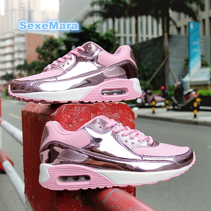 

2018 Hot Lovers Air cushion damping Sneakers men's street Breathable mesh running shoes for women Soft Fast woman sports shoes