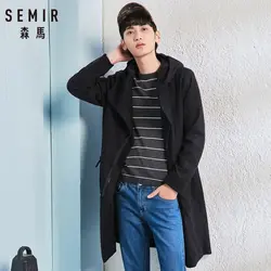 SEMIR Для мужчин шерстяная одежда Шерстяное пальто особенно длинные Для мужчин s Тренч с капюшоном для модные куртки куртка хлопок Человек