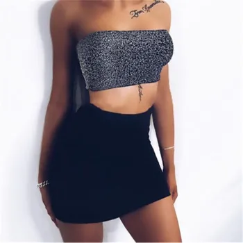 

Fashion Women Solid Tank Top Sequins Glitter Shinny Mermaid Crop Top Sexy Clubwear Lady Top
