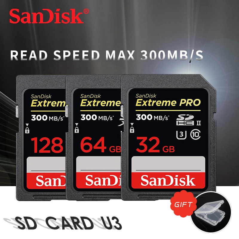Sandisk 300MB/s 4K HD SD Card Original Extreme 16/32GB SDHC GPS Carte