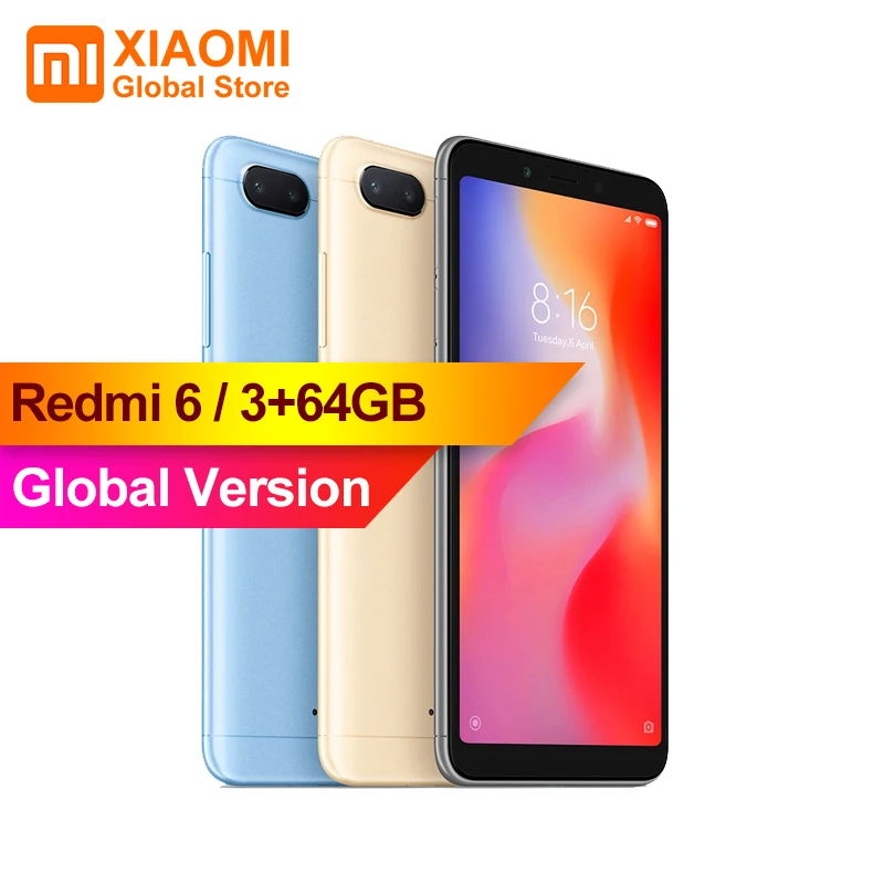 

Global Version Redmi 6 3GB 64GB AI Dual Camera 12nm Octa-core Processor Mobile Phone 5.45" HD Full Screen Display Smartphone