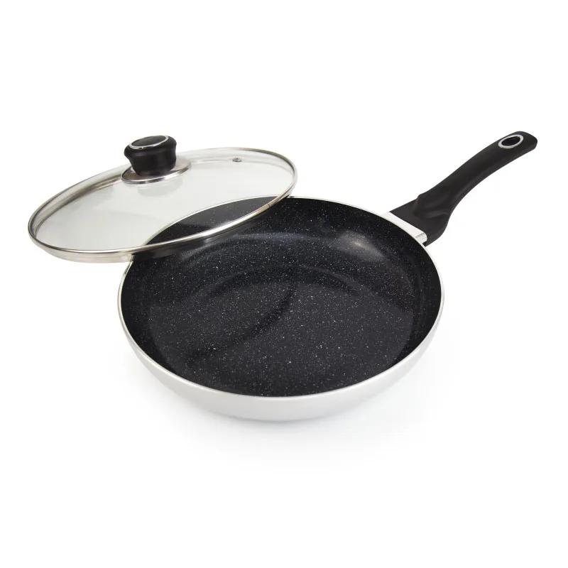 Сковорода с крышкой Galaxy GL 9819 (Диаметр 24 см, высококачественный алюминий, мраморное керамическое покрытие Excilon, крышка из жаропрочного стекла, индукционное дно, подходит для всех видов плит)