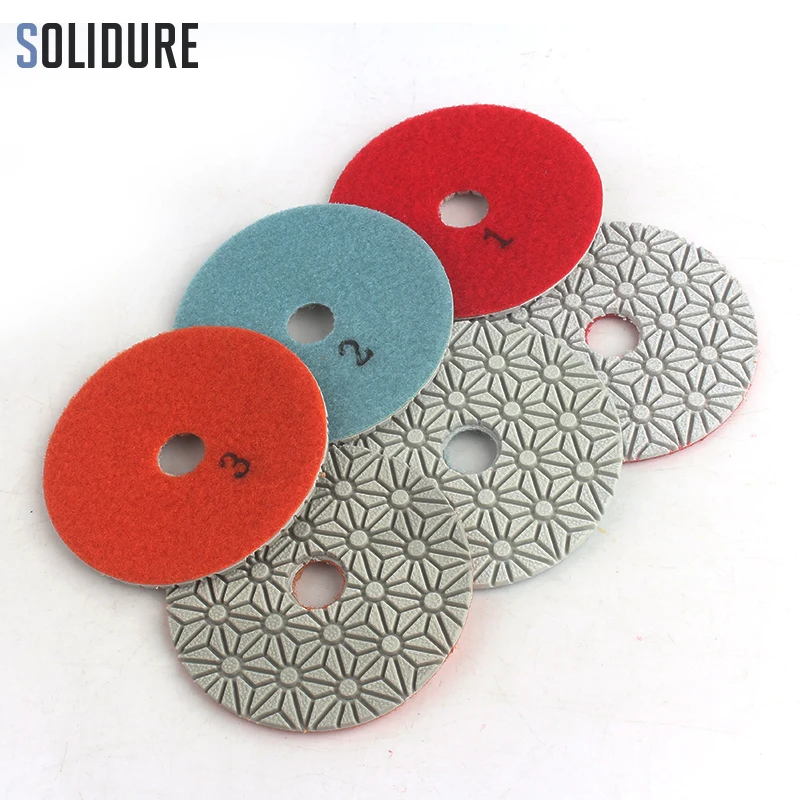 

3pcs/set 4 inch Dry and Wet 3 Step Flexible Polishing Pads Diamond Granite and Marble Polishing Tools